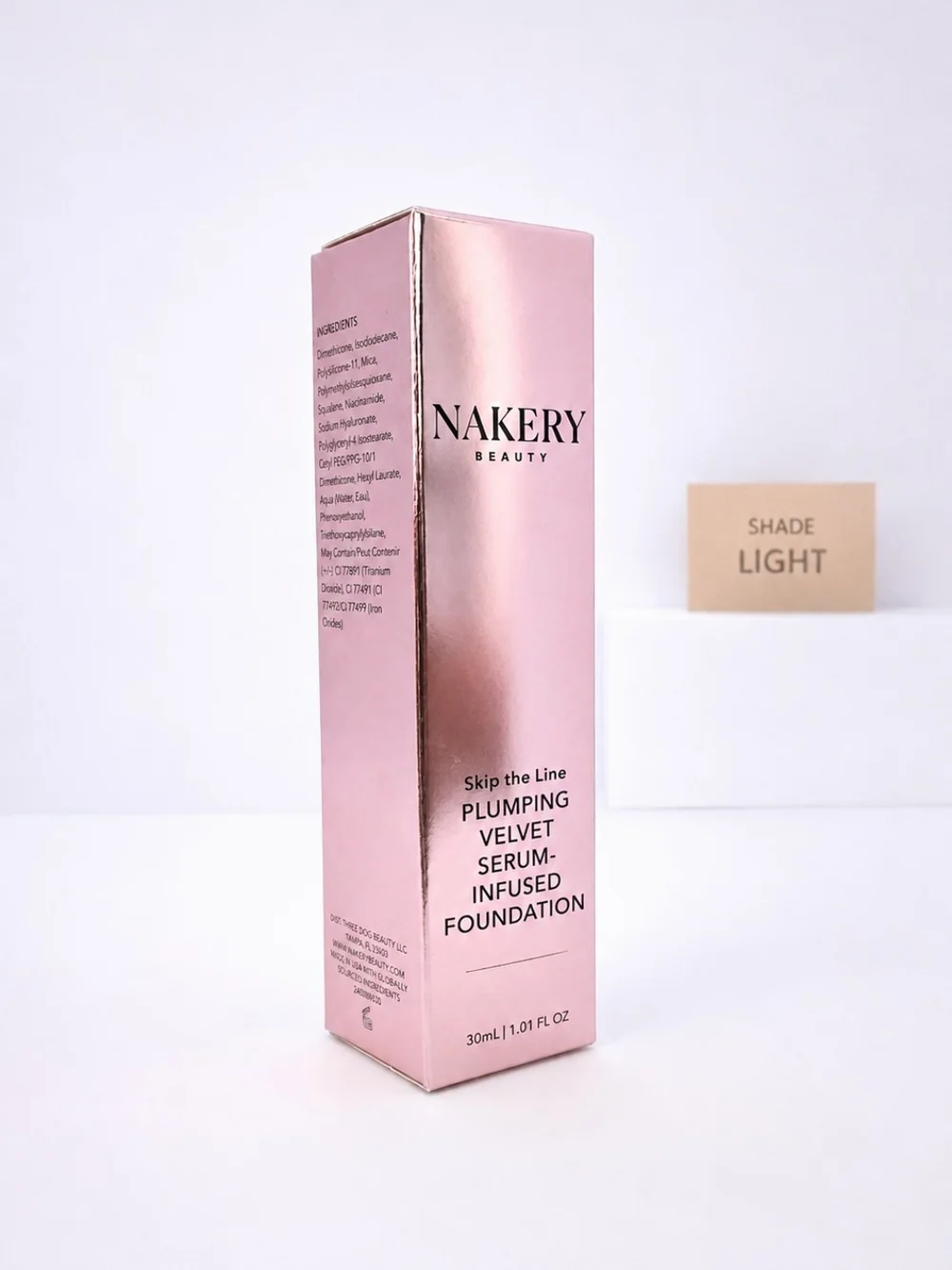 Nakery Beauty Skip The Line Plumping Velvet Serum Foundation Light NIB
